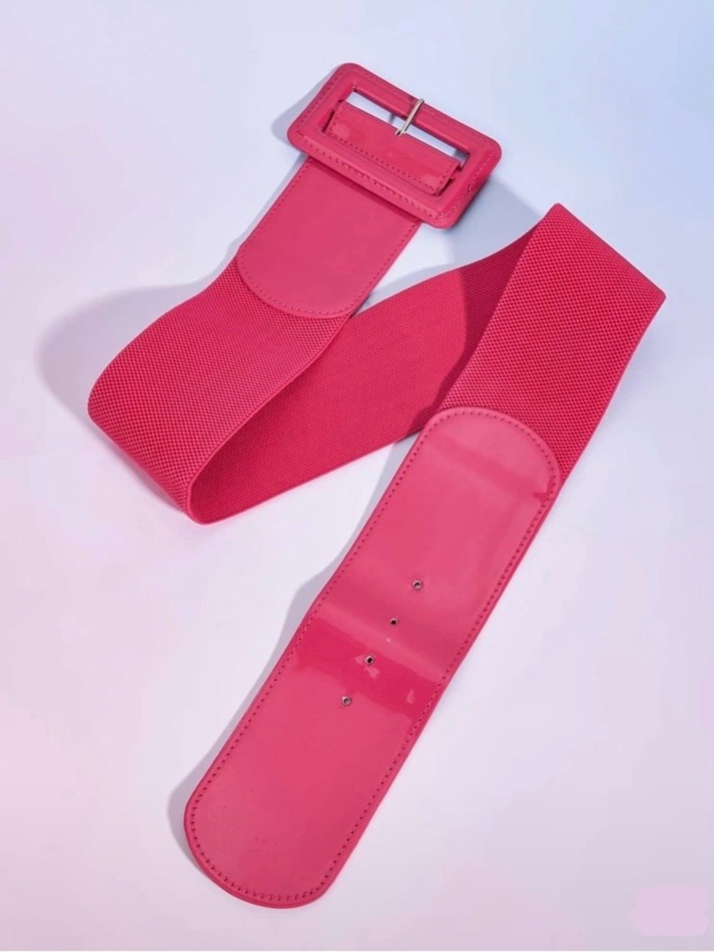 116 x 7.5 cm Vintage Style Wide Stretch Patent Waist Belt – Fuchsia/Hot Pink